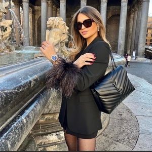 Zara Black feather blazer